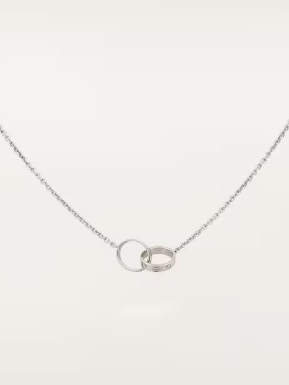 Cartier white gold love interlocking necklace
